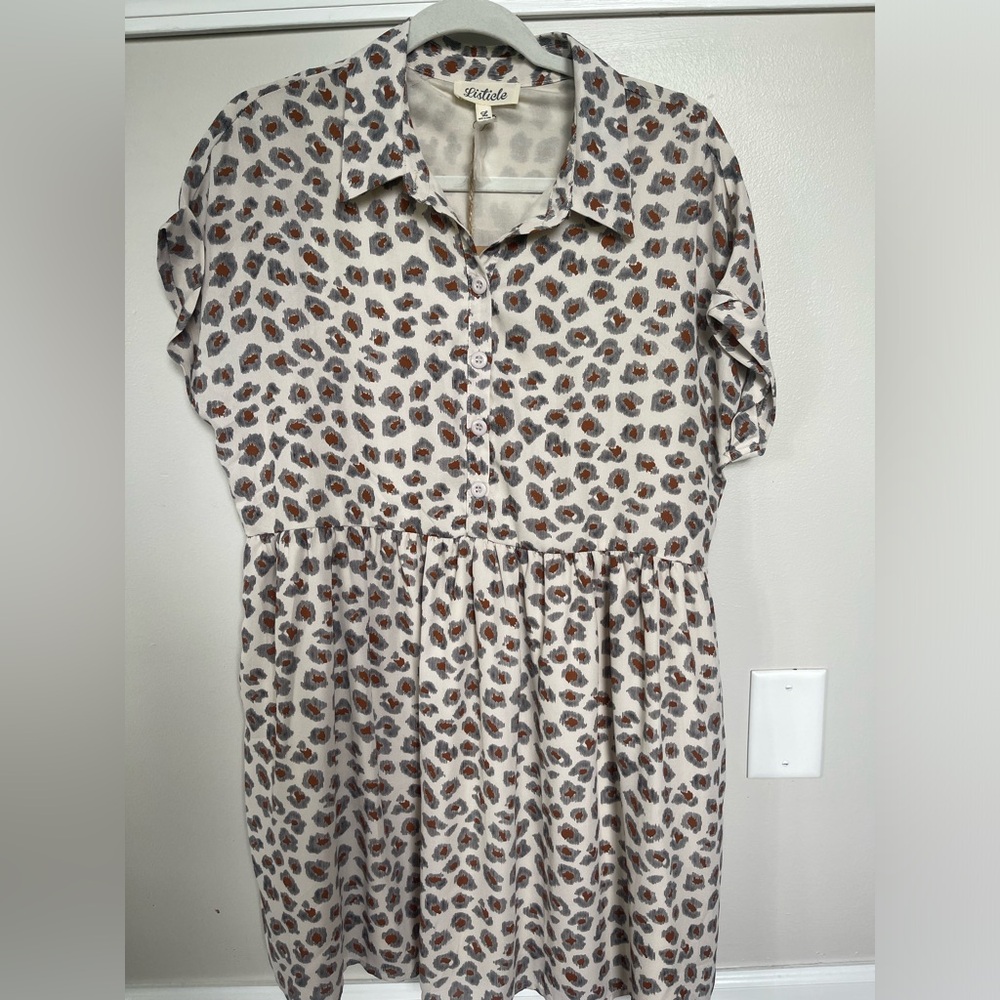 NWT Listicle boutique leopard print babydoll dress L - Picture 5 of 6